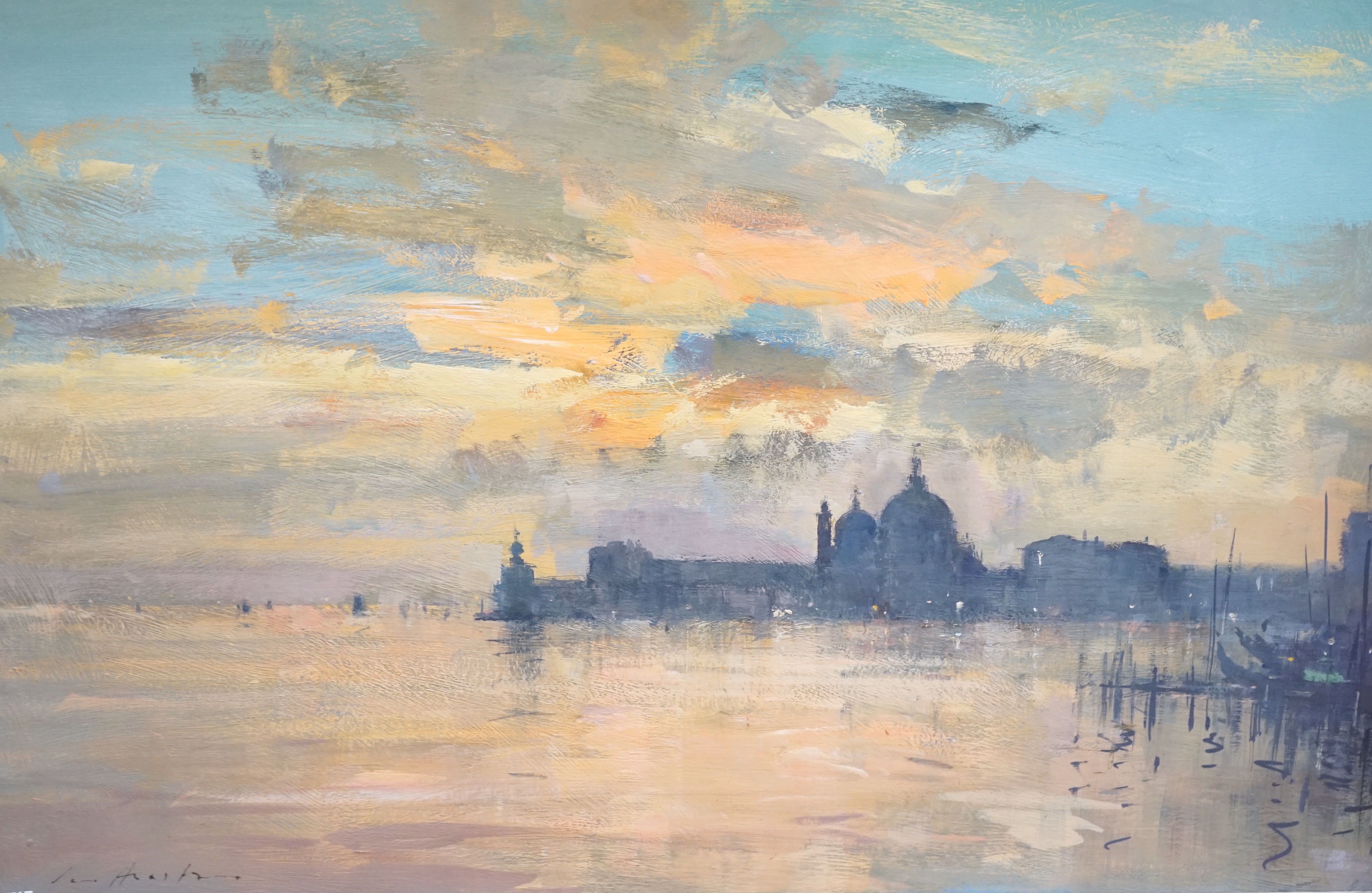 Ian Houston (1934-2021), gouache, ‘’Evening sky, Venice’’, signed, 39 x 60cm